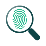 Magnifying glass icon with a thumbprint inside